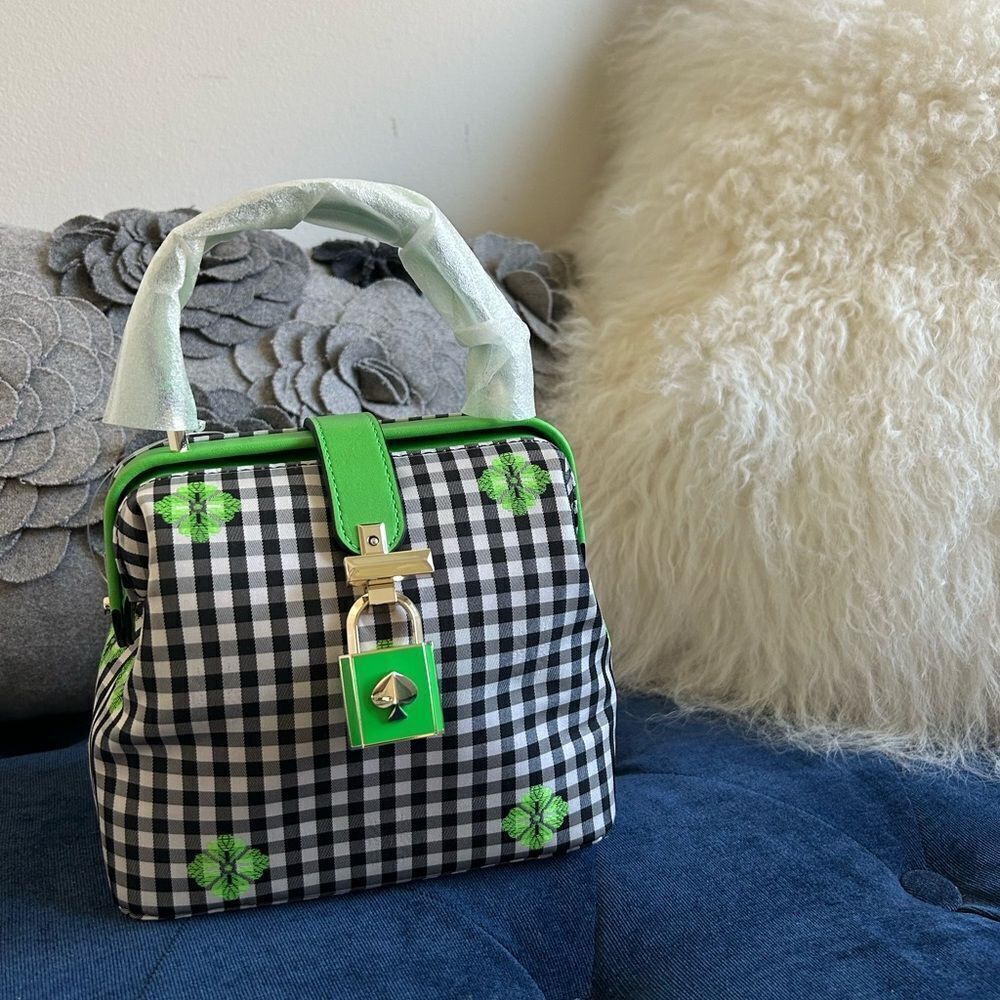 Kate Spade Green and Black Checkered Handbag - Picture 3 of 7